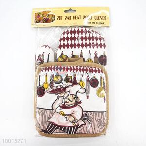 Wholesale Cartoon Chef Insulation Mat/<em>Pot</em> and Microwave Oven Glove Set