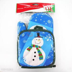 Wholesale Lovely Snowman Insulation Mat/<em>Pot</em> and Microwave Oven Glove Set