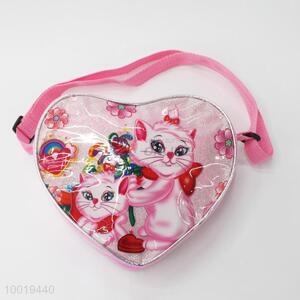 Heart shaped single-shoulder <em>bag</em> with cat pattern