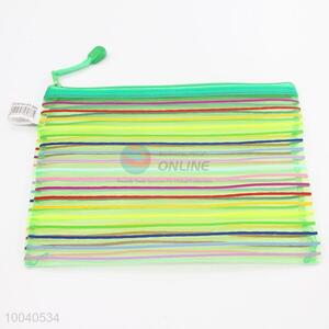 B6 Fashion Colourful Rainbow Stripes File Bag with Zipper