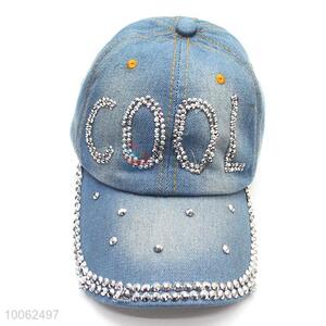 Wholesale washed denim diamond-studded cowboy for outdoor recreational sports
