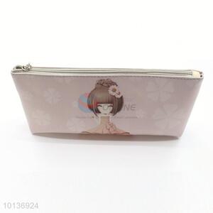 Sweet Girl Pattern Large Capacity Pen Bag PU Leather Pencil Bag Creative School Supplies