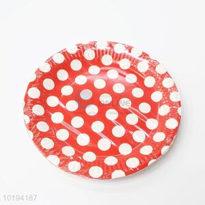 Red Color Dot Pattern Disposable Paper Dishes
