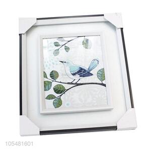 Factory Direct High Quality Home Decorative Glass Leaves and Birds Wall Paintings for Living Room