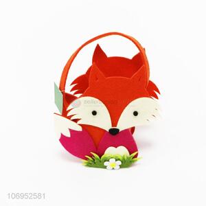 Customizable logo cartoon fox shape felt cloth basket Easter gifts basket
