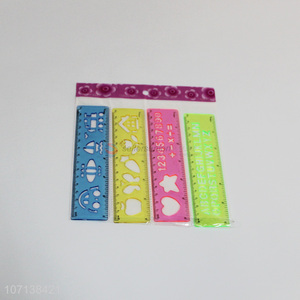 Custom school office transparent colorful plastic straight ruler set