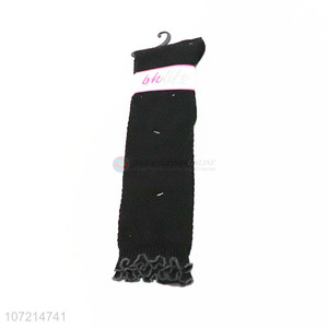 Good quality solid color women winter warm 100% cotton knee-high socks