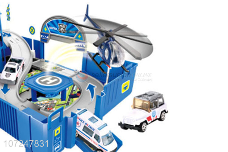 China manufacturer container truck parking lot model toys police truck toy