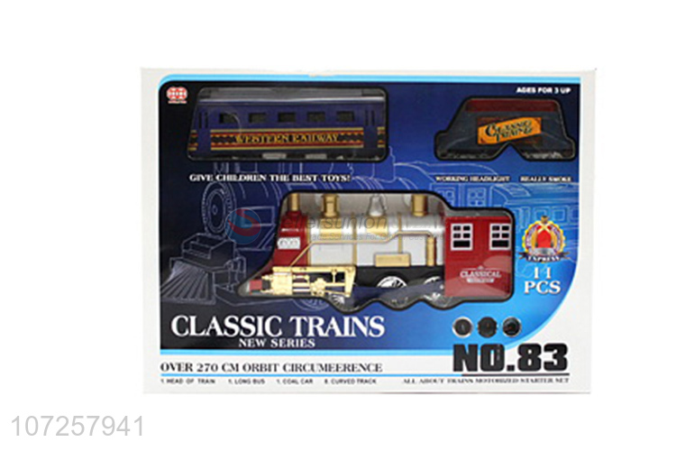 Suitable price battery operated plastic train railway set slot toys