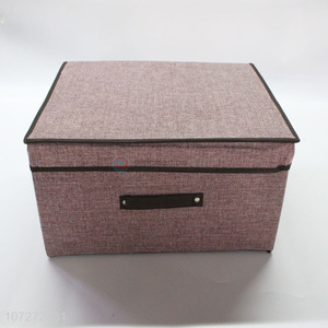 Hot products jute cloth storage box folding storage bin with lid