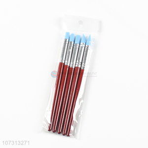 Professional supplier art supplies 5pcs wooden handle silicone painting brush artist brushes