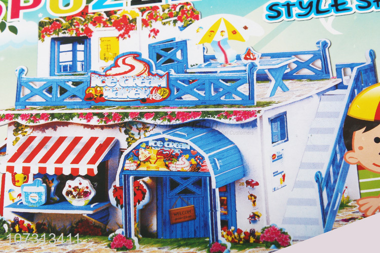 Hot selling children paper puzzle 3D style shop puzzle toy