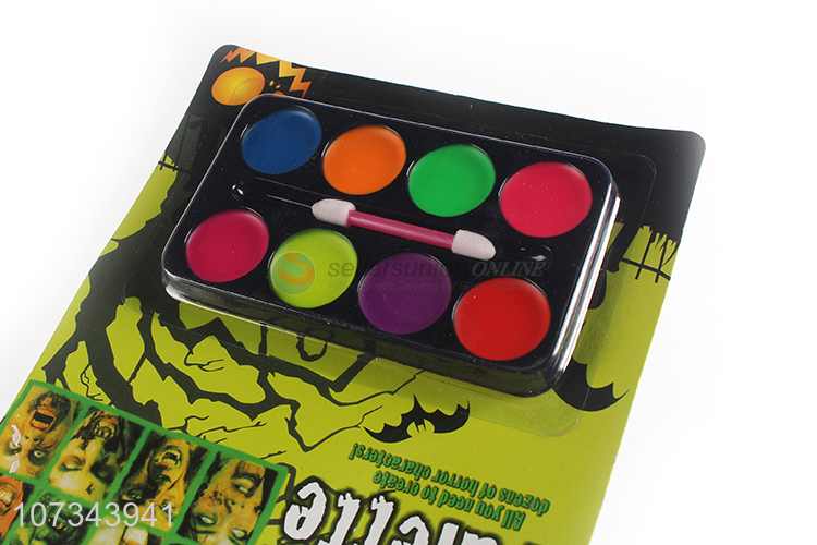 Professional Face Paint 8 Colors Halloween Body Art Party Fancy Make Up With Brushes