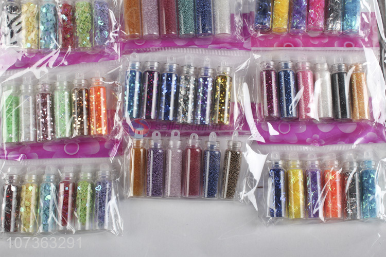 Factory Sales Cheap 6 Bootles Diy Nail Art Sequins Nail Decoration Accessories Set