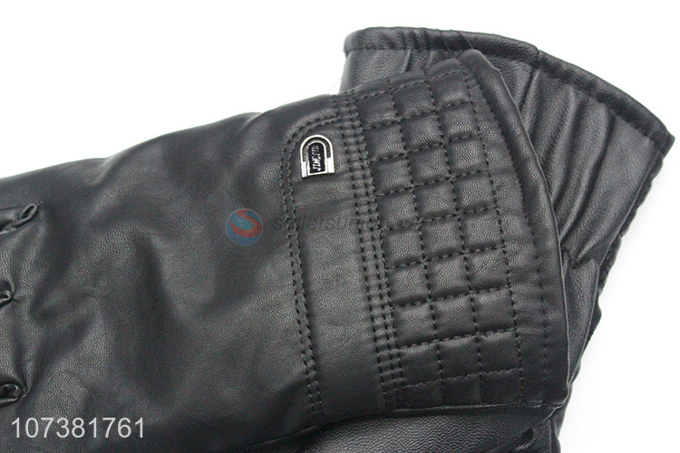 Factory Sales Women Lady Black Glove Washed Leather Gloves