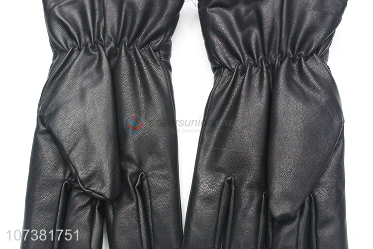 Best Price Elegant Balck Simple Soft Washed Leather Gloves For Women