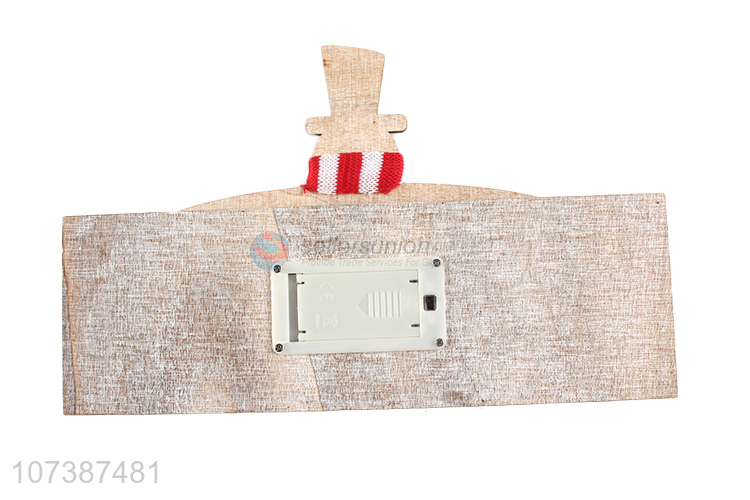 Bottom price hanging Christmas snowman wooden decoration with led light
