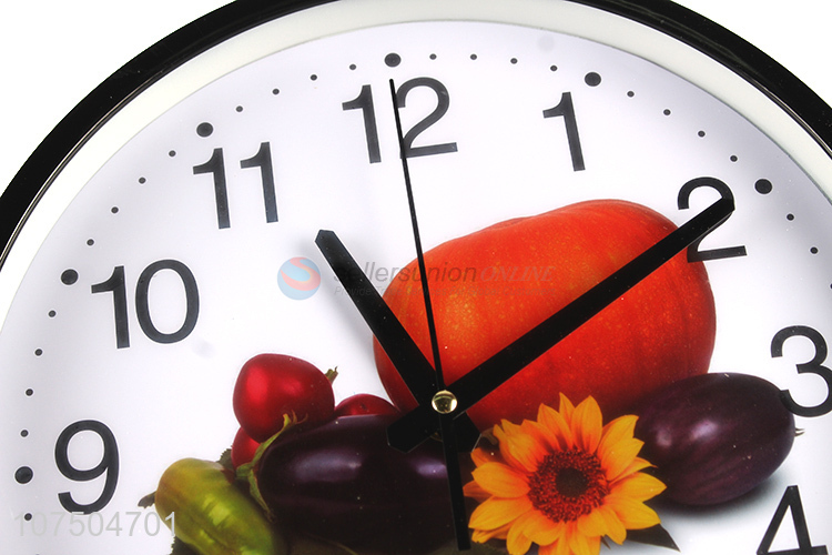 Premium Quality Vegetables Pattern Design Round Shape Quartz Wall Clock