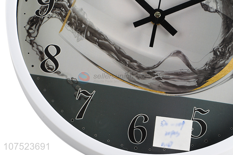Custom logo modern wine glass pattern wall clock no-punch bedroom round clock quartz clock