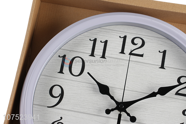 Custom logo personalized wood grain wall clock living room silent clock for decoration