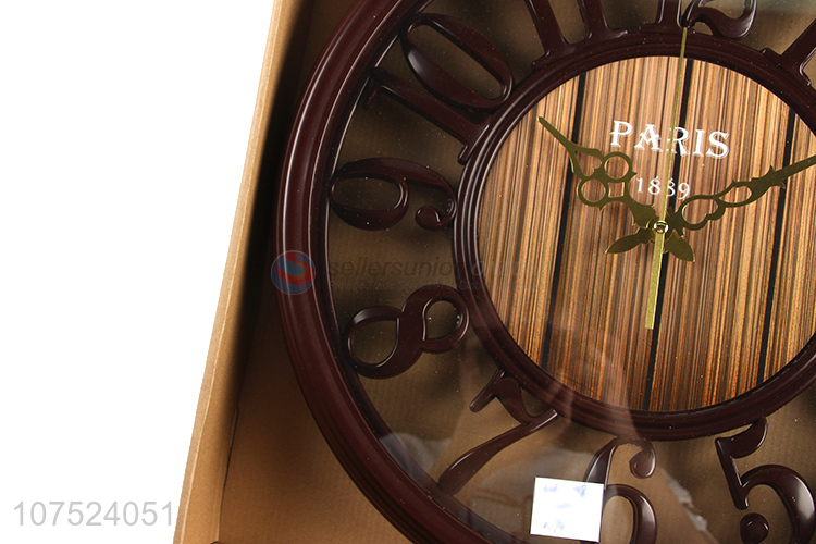 Hot products creative hollowed-out living room wall clock bedroom round quartz wall clock