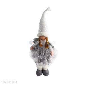 New design Christmas table decoration standing fabric doll with hat