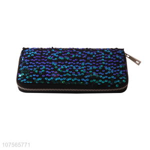 Bottom price <em>ladies</em> sequin <em>purse</em> women pu leather long wallets