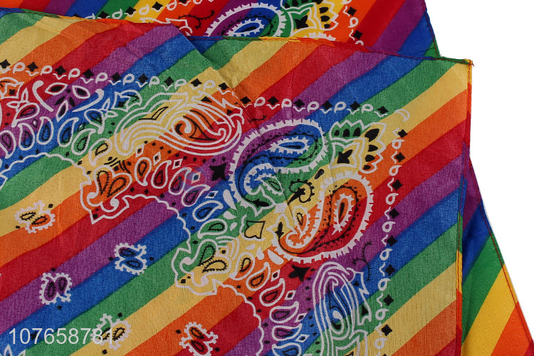 Hot selling multi-purpose rainbow color tie-dye craft square scarf