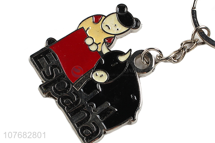 Wholesale personalized cartoon key chain metal keyring for souvenir