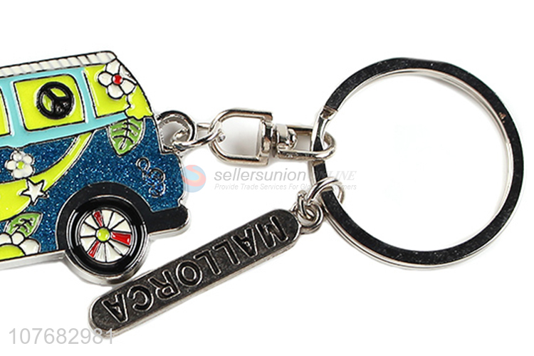 Hot selling cartoon bus key chain metal keychain key ring