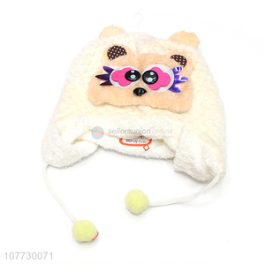 Top seller cartoon animal toddler outdoor thermal knitted earmuff beanie cap