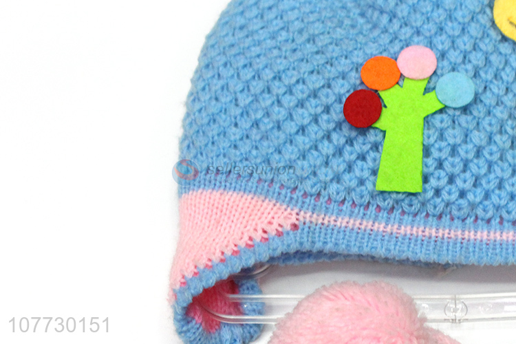 Factory direct sale cartoon animal kids winter hat boys girls cuffed beanie hat