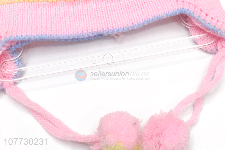 Best selling kids thermal hat children cuffed beanie with pompom