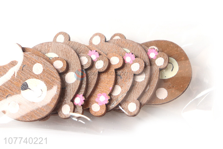 Popular cartoon children wooden bear decorative piece wooden patch
