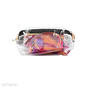 High quality fashion striped lady portable travel cosmetic bag