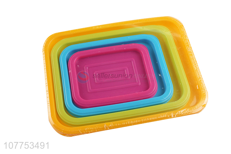 Good Sale 4 Pieces Plastic Preservation Box With Colorful Lids Set