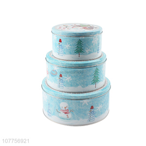 Custom Printed 3 Pieces Round Tin Can Food <em>Candy</em> Storage <em>Box</em>