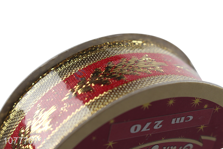 Best selling 25mm metallic woven ribbon Christmas tree ribbon