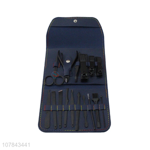 Custom logo black carbon steel nail clipper set manicure kit