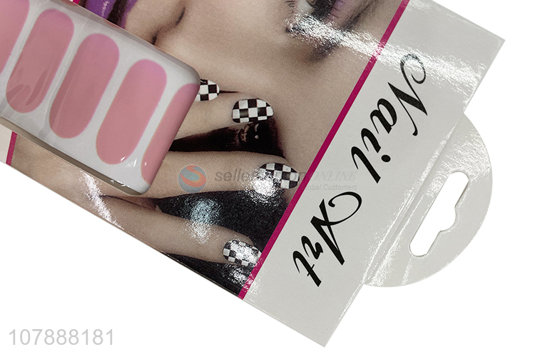 Low price daisy pattern nail wraps pink nail polish strips