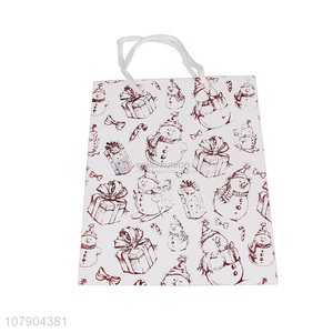 Yiwu Direct Sale White Christmas Day Gift Bag Paper Tote Bag