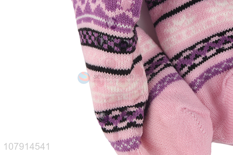 Wholesale winter jacquard knitted home socks non-slip floor socks for ladies