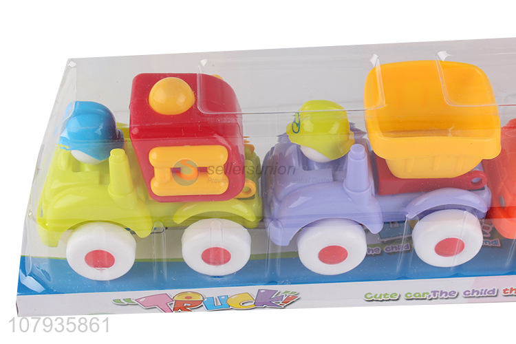 Best selling colourful plastic cartoon inertial engineering truck toys wholesale