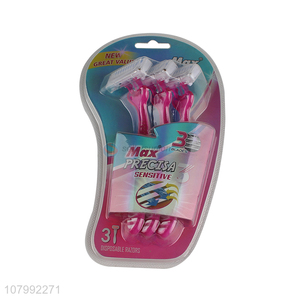 New arrival 3 blades disposable shaving razor for women's sensitive skin