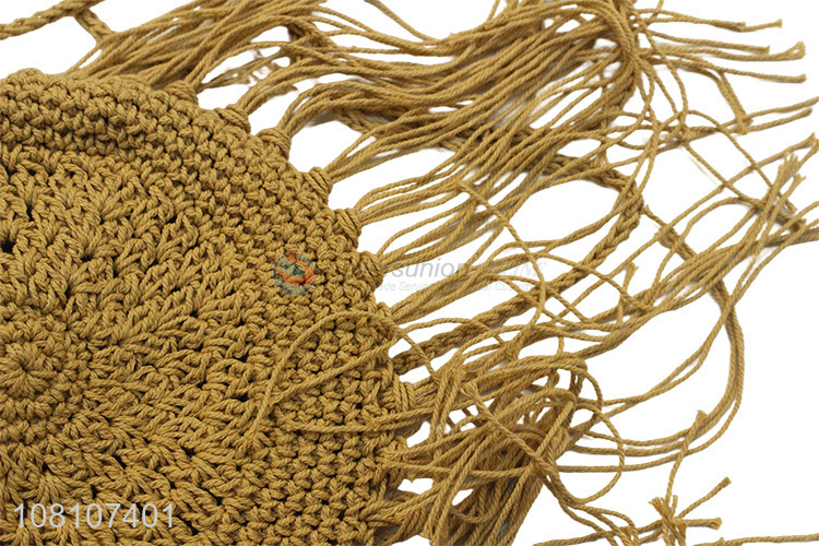 Fashion Round Single Shoulder Handmade Tassels Straw Bag Beach Bag