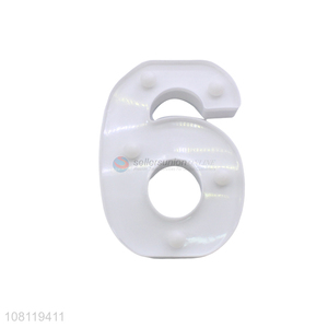 China factory quality white number 6 plastic crafts for sale