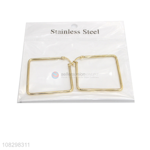 Recent design stainless steel minimalist square hoop earrings