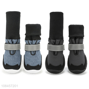 New arrival outdoor winter fleece lined dog shoes waterproof doog boots