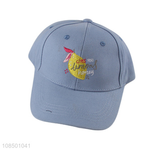 Wholesale cute fruit embroidered baseball cap for youth teens