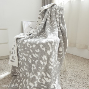 Wholesale leopard print throw blanket fluffy knitted blanket for couch